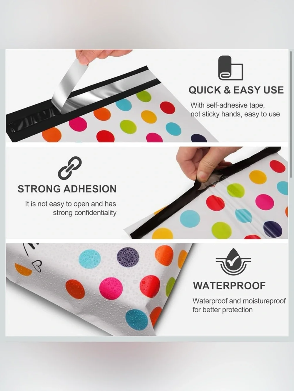 20 Thank You Polka Dot Polymailers 10x13 Waterproof Shipping Bags